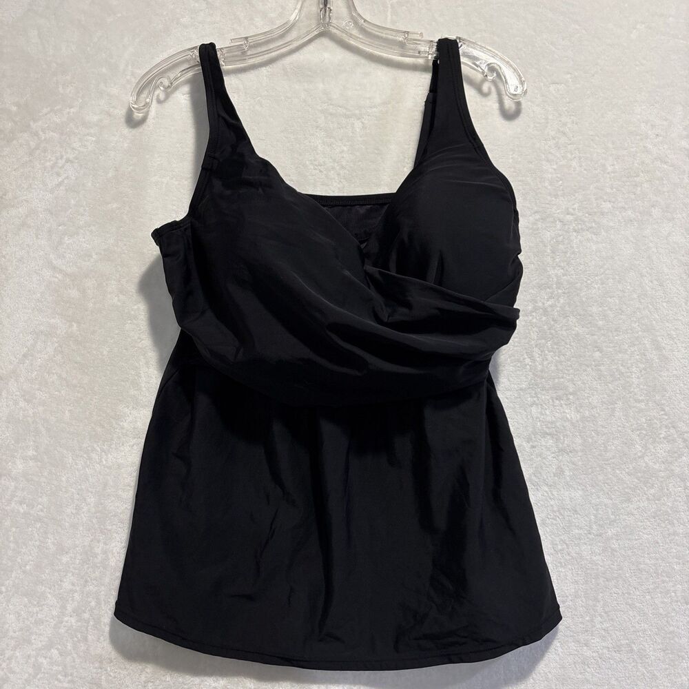 Miraclesuit Tankini Top Women's 12 Black Swimsuit Slimming Smoothing Crossover